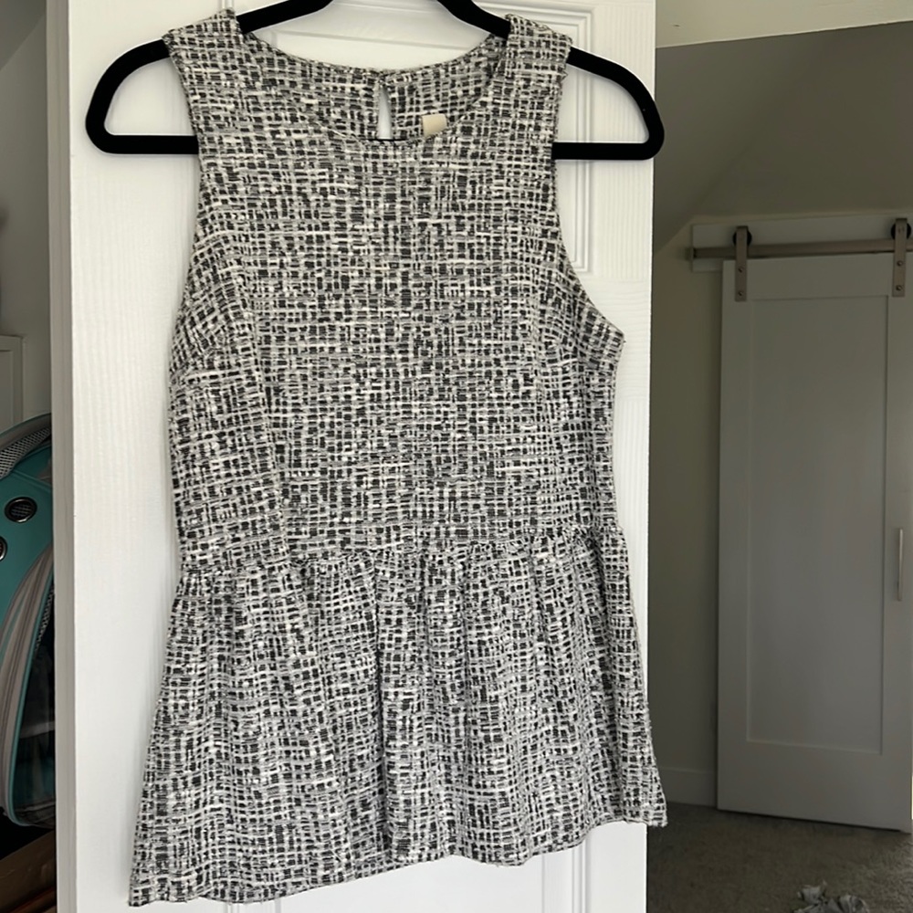Anthropologie Peplum Top - Black and White - Small